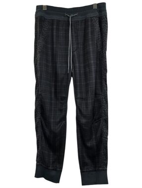 Anthropologie Kallie Gray Plaid Leopard Print Joggers Size M Cozy Lounge Pants